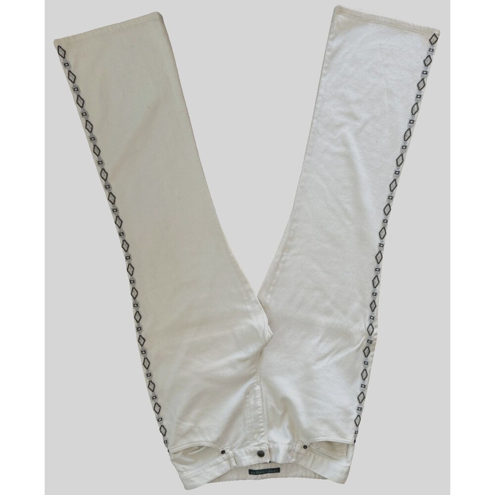 Ralph Lauren Beaded Side Jeans White Boho Western Coastal Cowgirl Womens 10